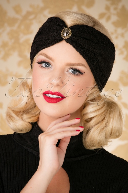  - 50s Celia Glam Head Band in Black