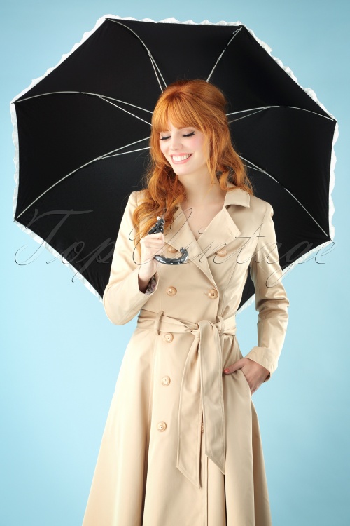  - 50s Molly Hearts Umbrella in Black 2
