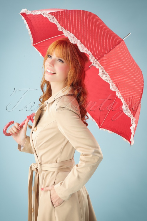  - Eloise Gepunkteter Regenschirm in Rot