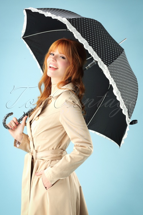  - 50s Molly Hearts Umbrella in Black