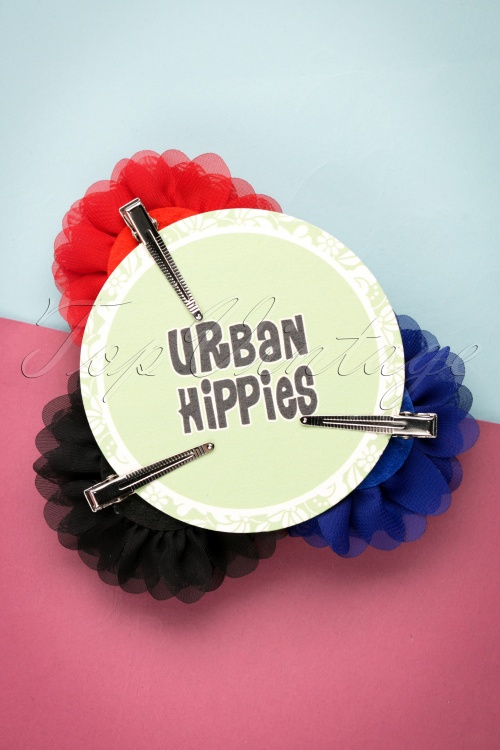 Urban Hippies - Hair Flowers Set Années 70 en Noir 4