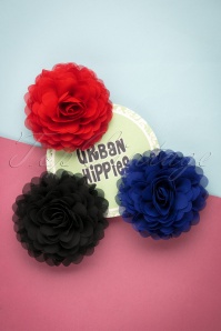 Urban Hippies - Hair Flowers Set Années 70 en Noir 3