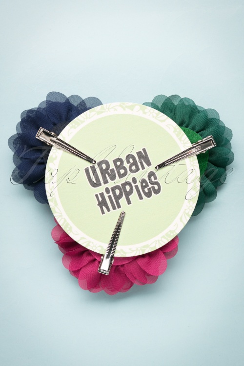 Urban Hippies - 70s Hair Flowers Set in Raspberry 4