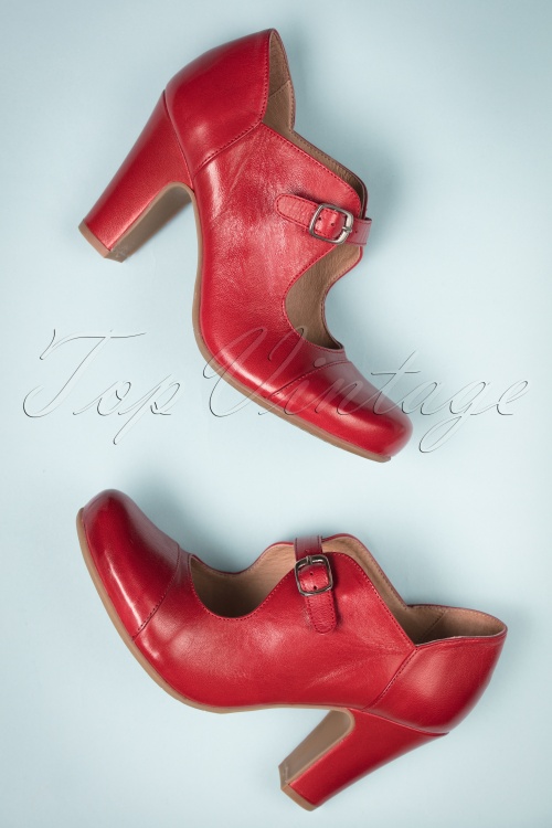 Miz Mooz - 50s June Leather Mary Jane Pumps in Red