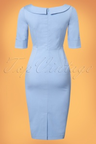 Glamour Bunny - 50s Faith Pencil Dress in Heavenly Blue  7