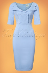 Glamour Bunny - 50s Faith Pencil Dress in Heavenly Blue  4