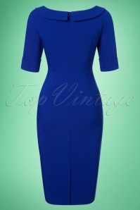 Glamour Bunny - 50s Faith Pencil Dress in Royal Blue  5