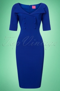 Glamour Bunny - 50s Faith Pencil Dress in Royal Blue  3