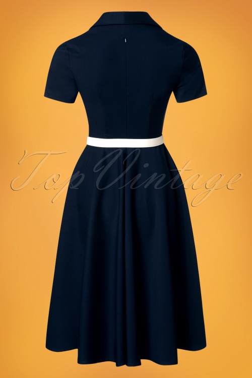 Glamour Bunny - June swing Dress Années 60 en Bleu Marine 6