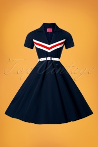 Glamour Bunny - 60s June Swing Dress in Navy 4