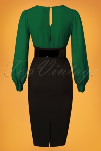 Glamour Bunny - 60s Margot Pencil Dress in Green and Black 5