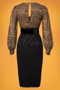 Glamour Bunny - 60s Margot Pencil Dress in Leopard and Black 5