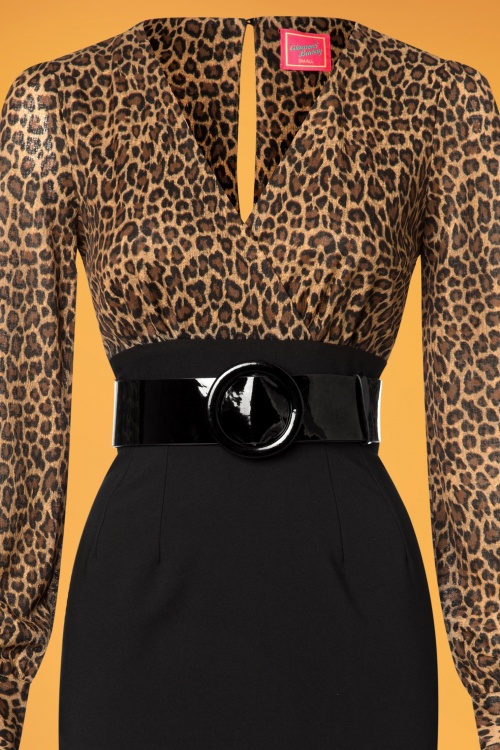 Glamour Bunny - 60s Margot Pencil Dress in Leopard and Black 4