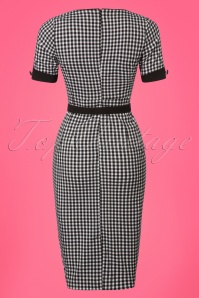 Glamour Bunny - 50s Annie Gingham Pencil Dress in Black and White 5