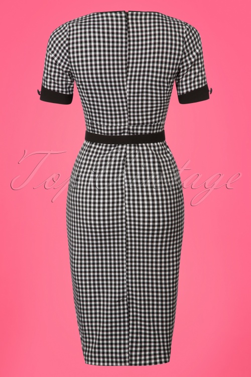 Glamour Bunny - 50s Annie Gingham Pencil Dress in Black and White 5