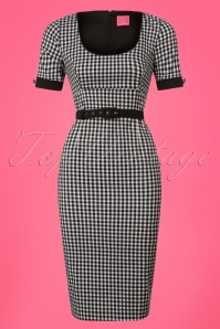 Glamour Bunny - 50s Annie Gingham Pencil Dress in Black and White 3