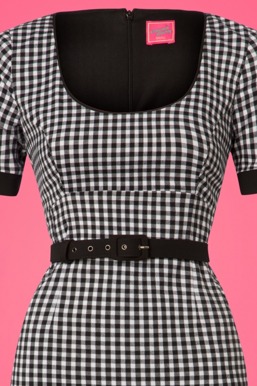 Glamour Bunny - 50s Annie Gingham Pencil Dress in Black and White 4