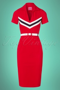 Glamour Bunny - 60s June Pencil Dress in Red 3