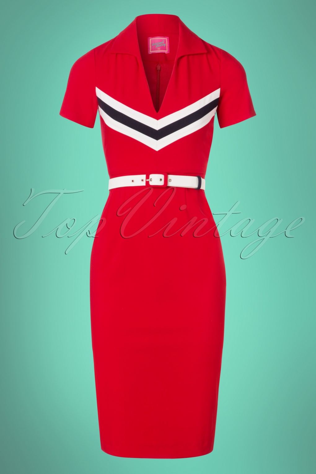60s June Pencil Dress in Red