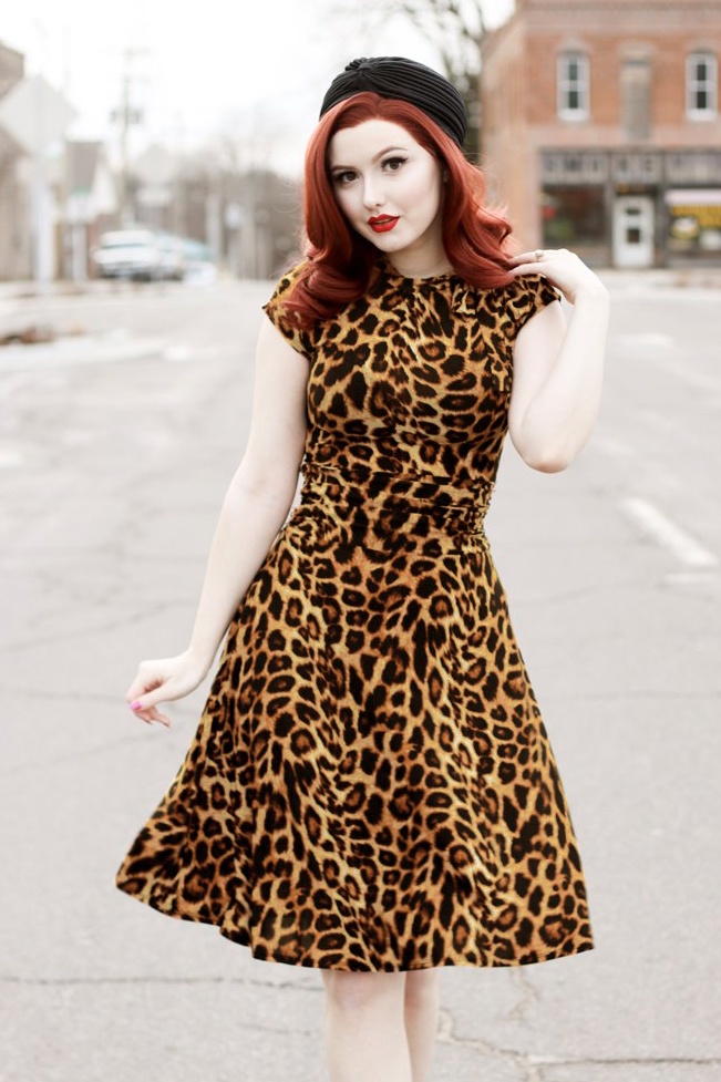 Retrolicious - Bridget Bombshell-jurk in luipaardmotief