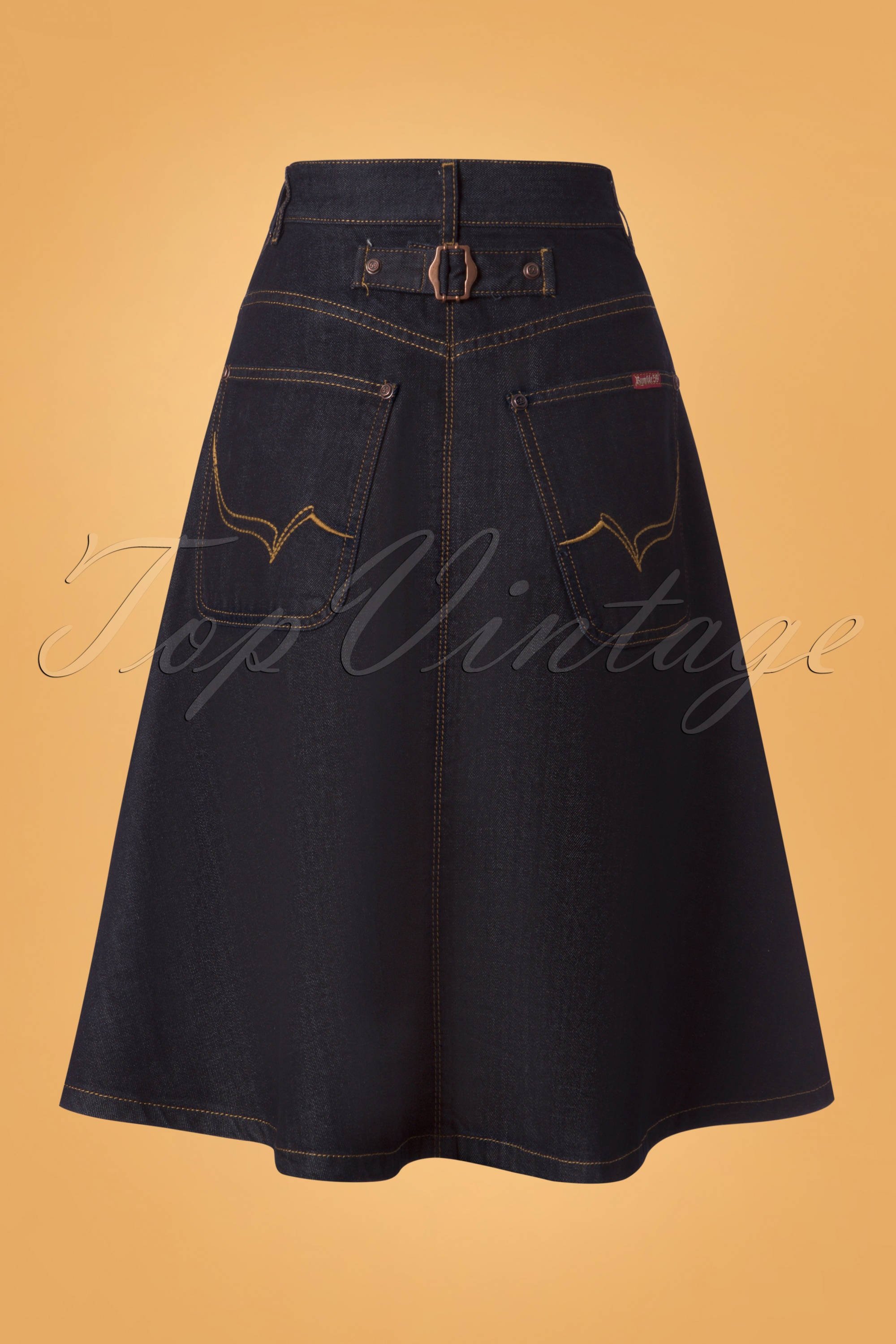 Rumble59 50s Rocking Rosie Jeans Skirt in Denim Blue Shop at Topvintage