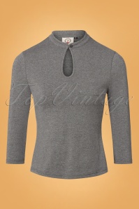 Banned Retro - 50s Emily Peek a Boo Top in Grey 2