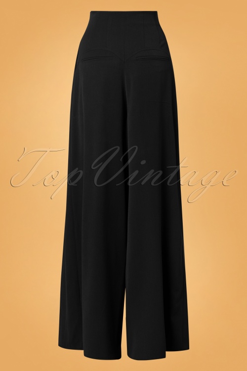 Miss Candyfloss - 40s Anouk Wide Leg Trousers in Black 3