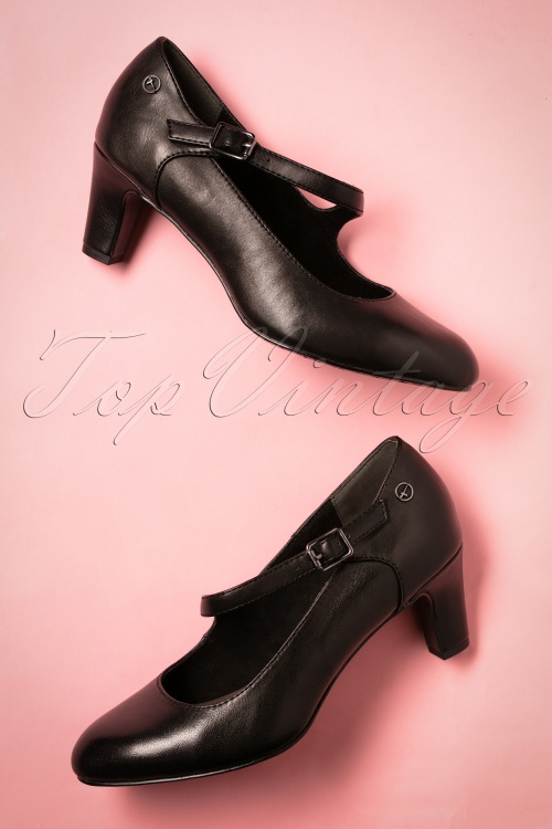 Tamaris - Kathleen Leather Pumps Années 40 en Noir