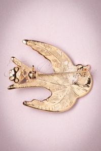 Collectif Clothing - 50s Sadie Swallow Brooch in Gold and Blue 3