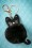 Louche - 50s Cassy Cat Pom Keyring in Black