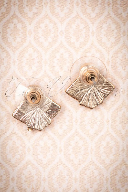 Louche - Darina Small Art Deco Stud Earrings Années 20 en Doré 3