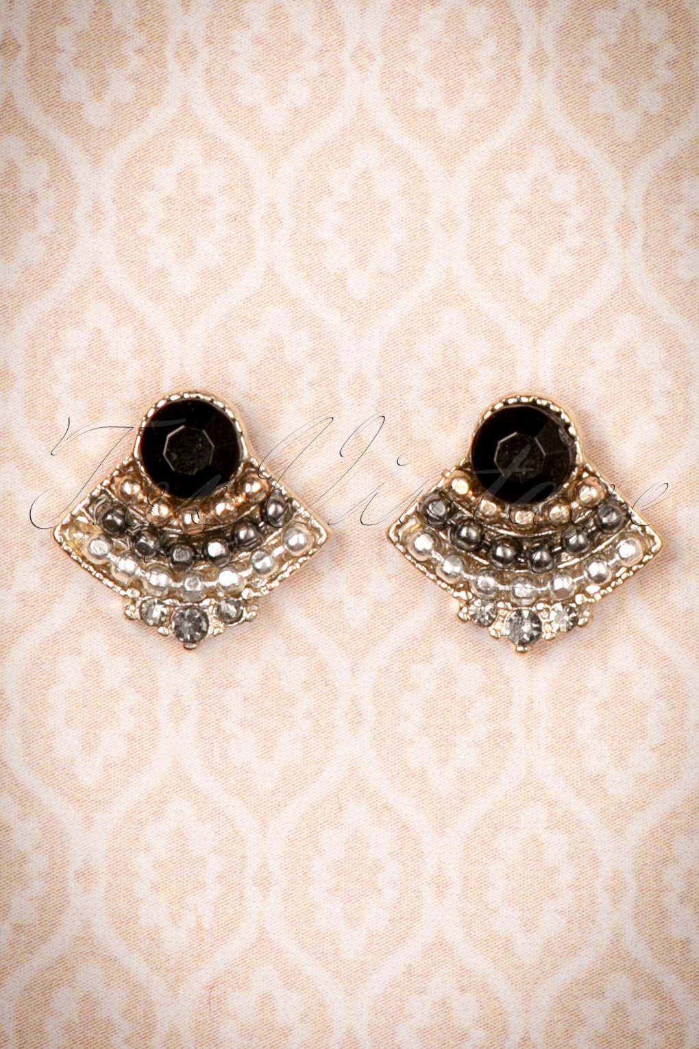 20s Darina Small Art Deco Stud Earrings in Gold