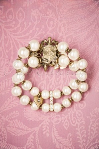 Lovely - 30s Miriam Haskell Pearl Bracelet in Gold 3
