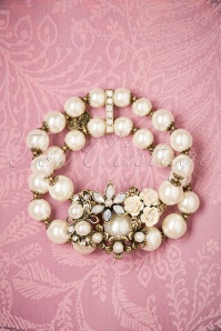 Lovely - 30s Miriam Haskell Pearl Bracelet in Gold 2