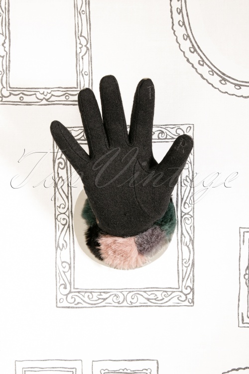 Amici - Nikki Tartan Wool Gloves Années 60 en Bleu 3