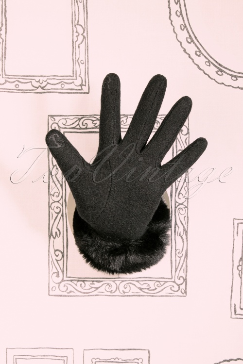 Amici - Fergi Wool Gloves Années 50 en Noir  3