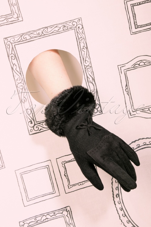 Amici - 50s Fergi Wool Gloves in Black  2