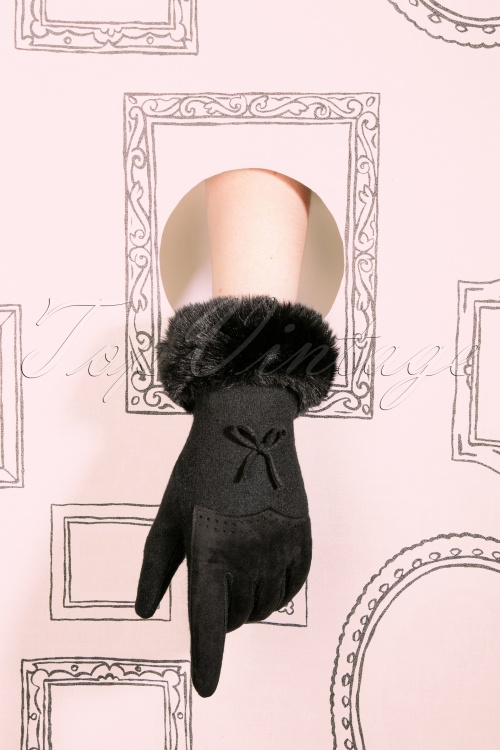 Amici - 50s Fergi Wool Gloves in Black 