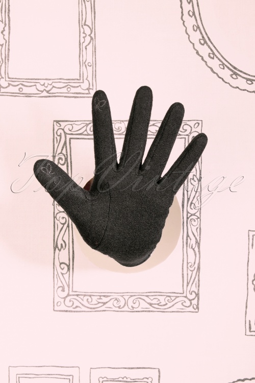 Amici - 50s Lorena Wool Gloves in Black  3