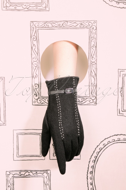 Amici - 50s Lorena Wool Gloves in Black 