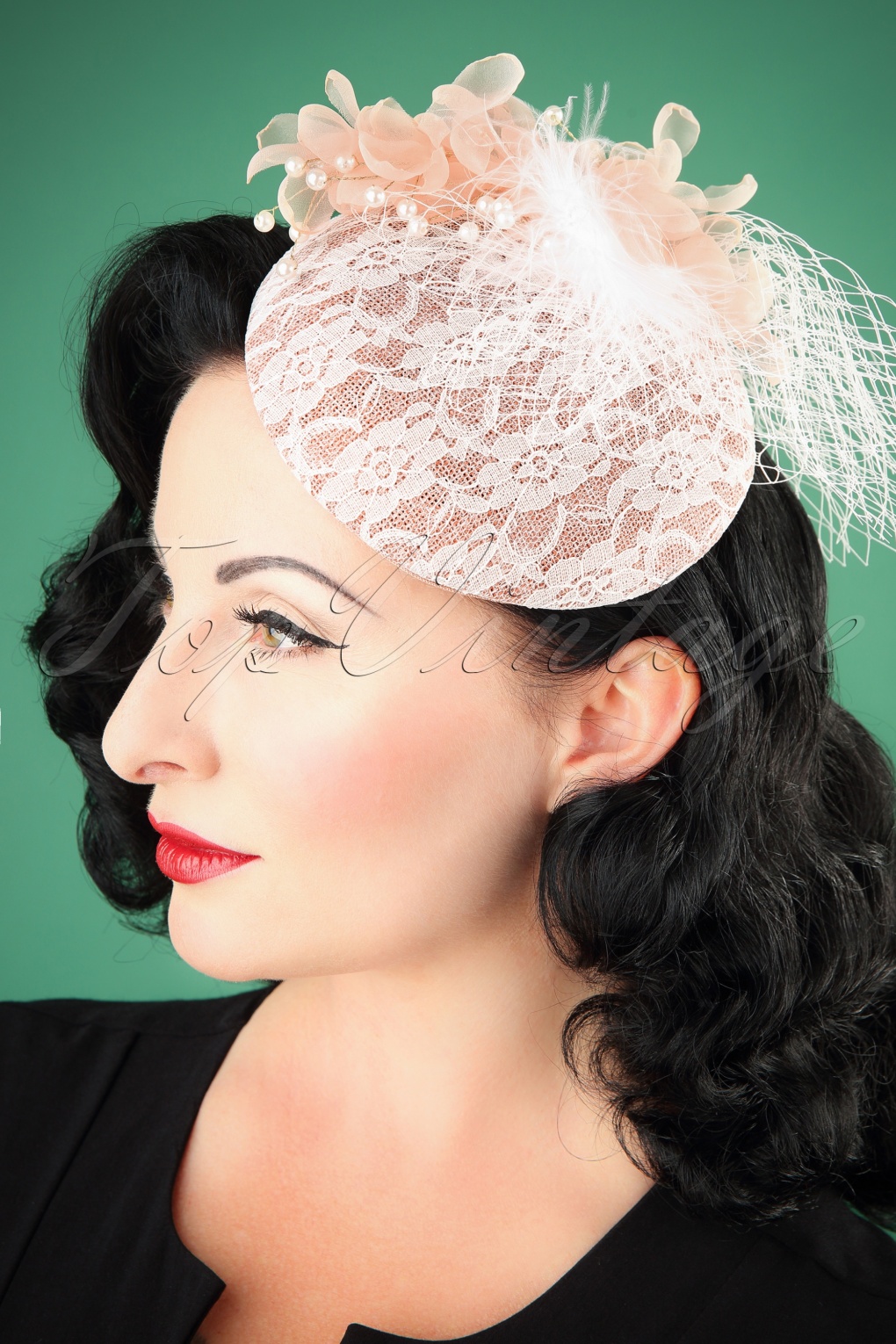 Lovely Vintage Birdcage Veil Hat Années 50 En Vieux Rose Acheter Chez Topvintage