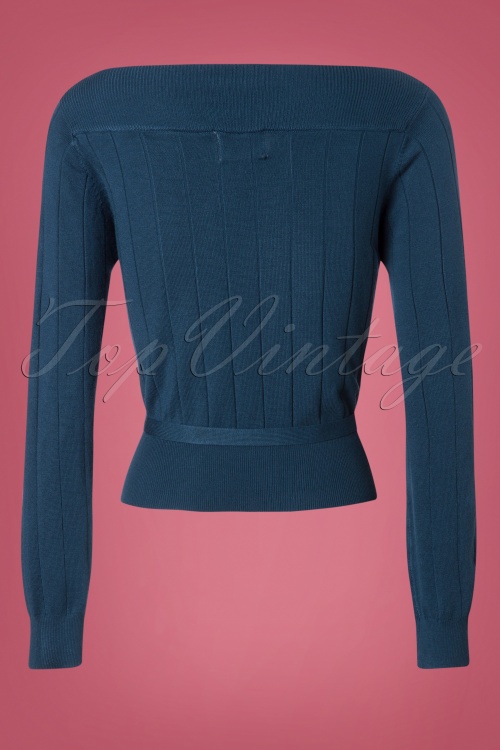 Banned Retro - 60s Violetta Knitted Top in Blue 3