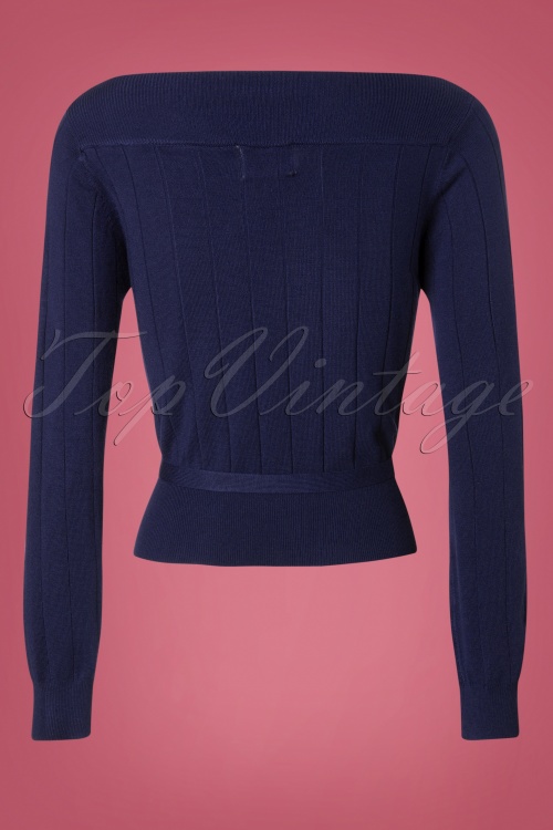 Banned Retro - 60s Violetta Knitted Top in Night Blue 3