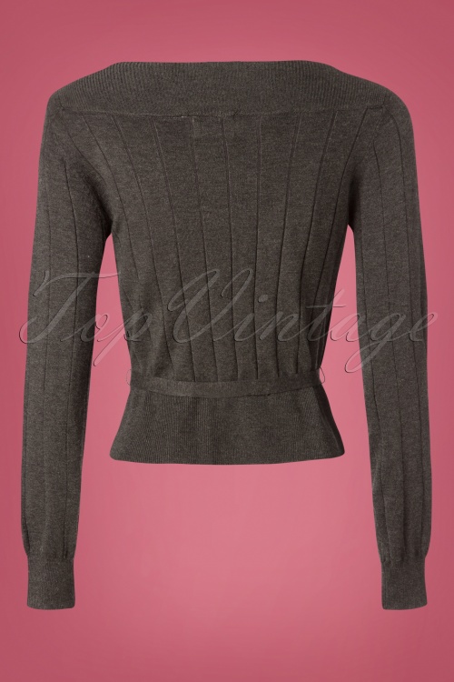 Banned Retro - 60s Violetta Knitted Top in Grey 3