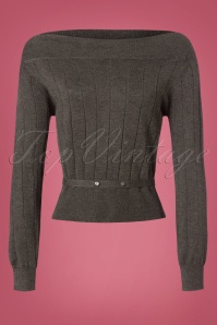 Banned Retro - 60s Violetta Knitted Top in Grey 2
