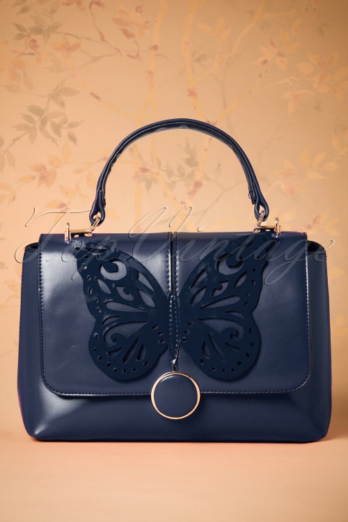 Banned Retro - 60s Papilio Handbag in Night Blue 2