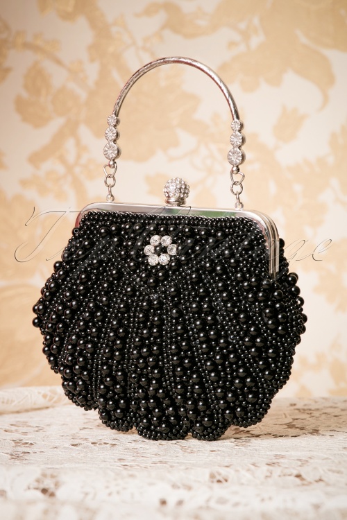 Banned Retro - Eleanor Handtasche mit Perlen in Schwarz 2