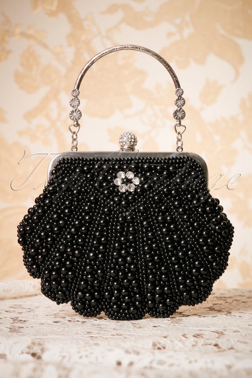 Banned Retro - Eleanor Handtasche mit Perlen in Schwarz