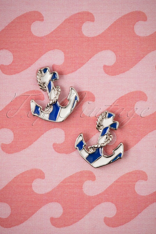 ZaZoo - 50s Round Anchor Earstuds in Silver
