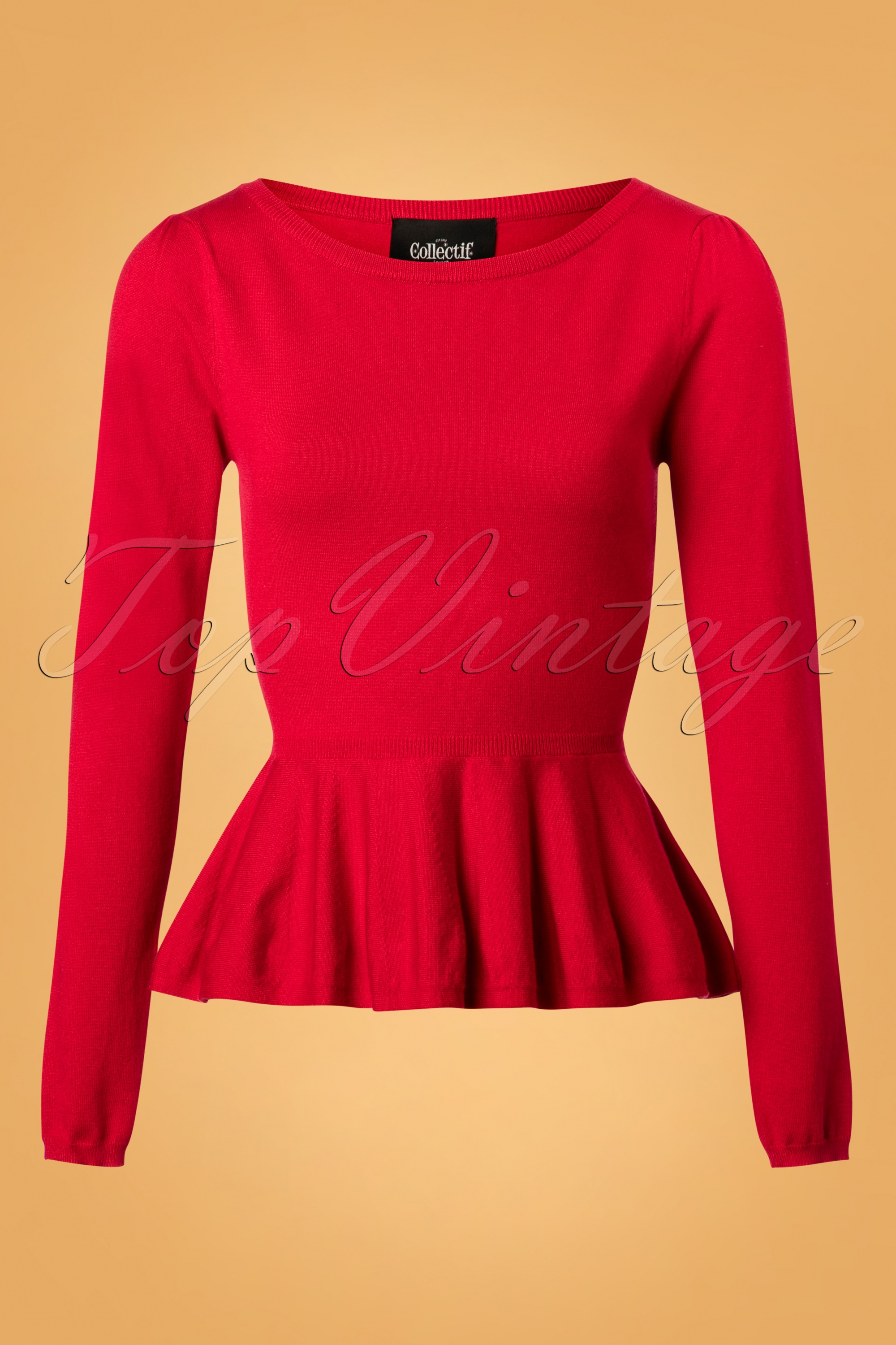 Jaynie Long Sleeve Peplum Knit Top In high quality Rouge Red XS